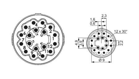 M16 Jeu de matrices (w) 18 broches, pour prises, sans contacts, 160V