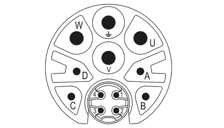 M23 Insert de contact hybride (m) 12 pôles (4+4+3+PE) Insert de sertissage sans contacts