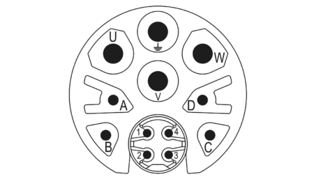 M23 Insert de contact hybride (w) 12 pôles (4+4+3+PE) Insert de sertissage sans contacts