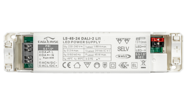 45W LED driver constant voltage 24V/1.88A, DALI2, AC Push - Image 2