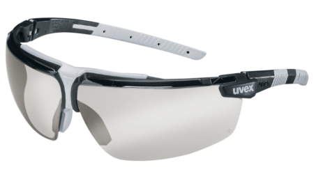 uvex i-3 side arm spectacles, silver mirror lens, anti-fog coating on the inside