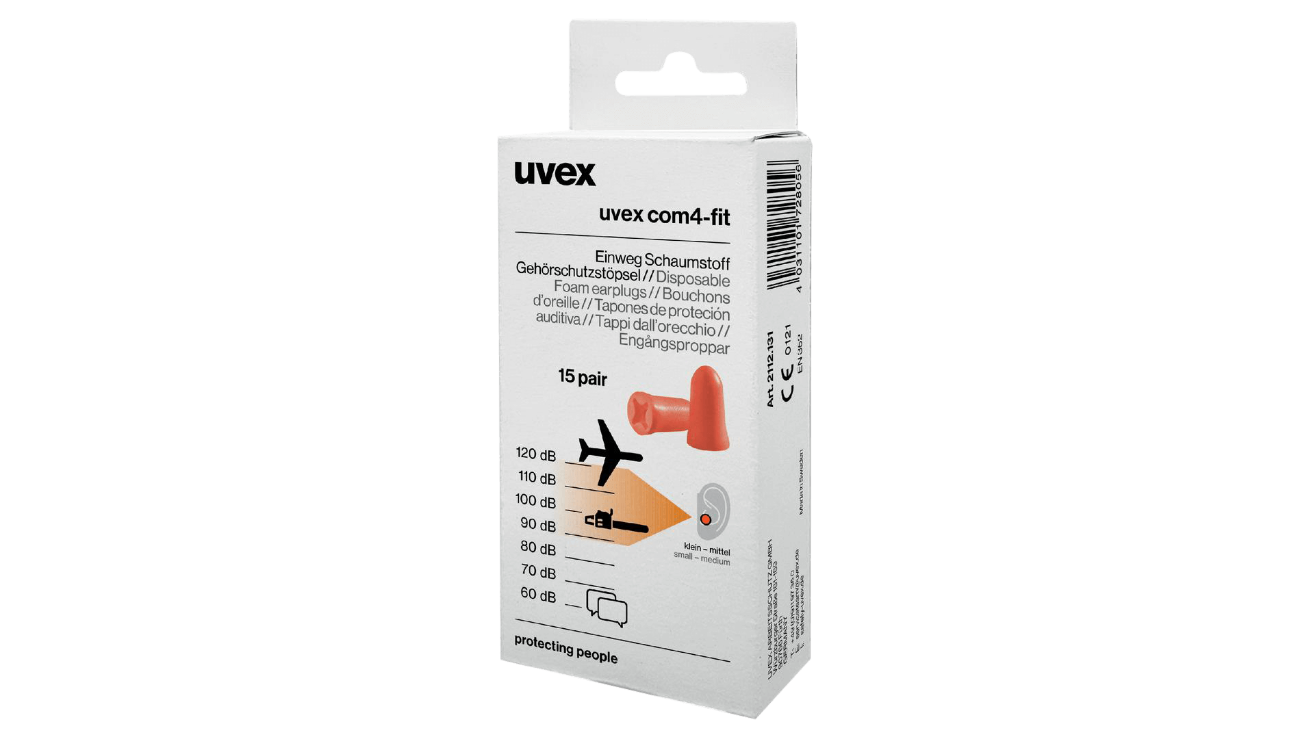 uvex com4-fit Gehörschutzstöpsel SNR 33 dB 15 Paar (in Minibox)