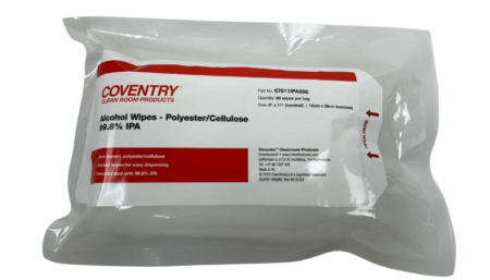 Soaked Cleanroom cleaning cloths - 99.8% IPA, 15cm x 28cm, 60 pieces