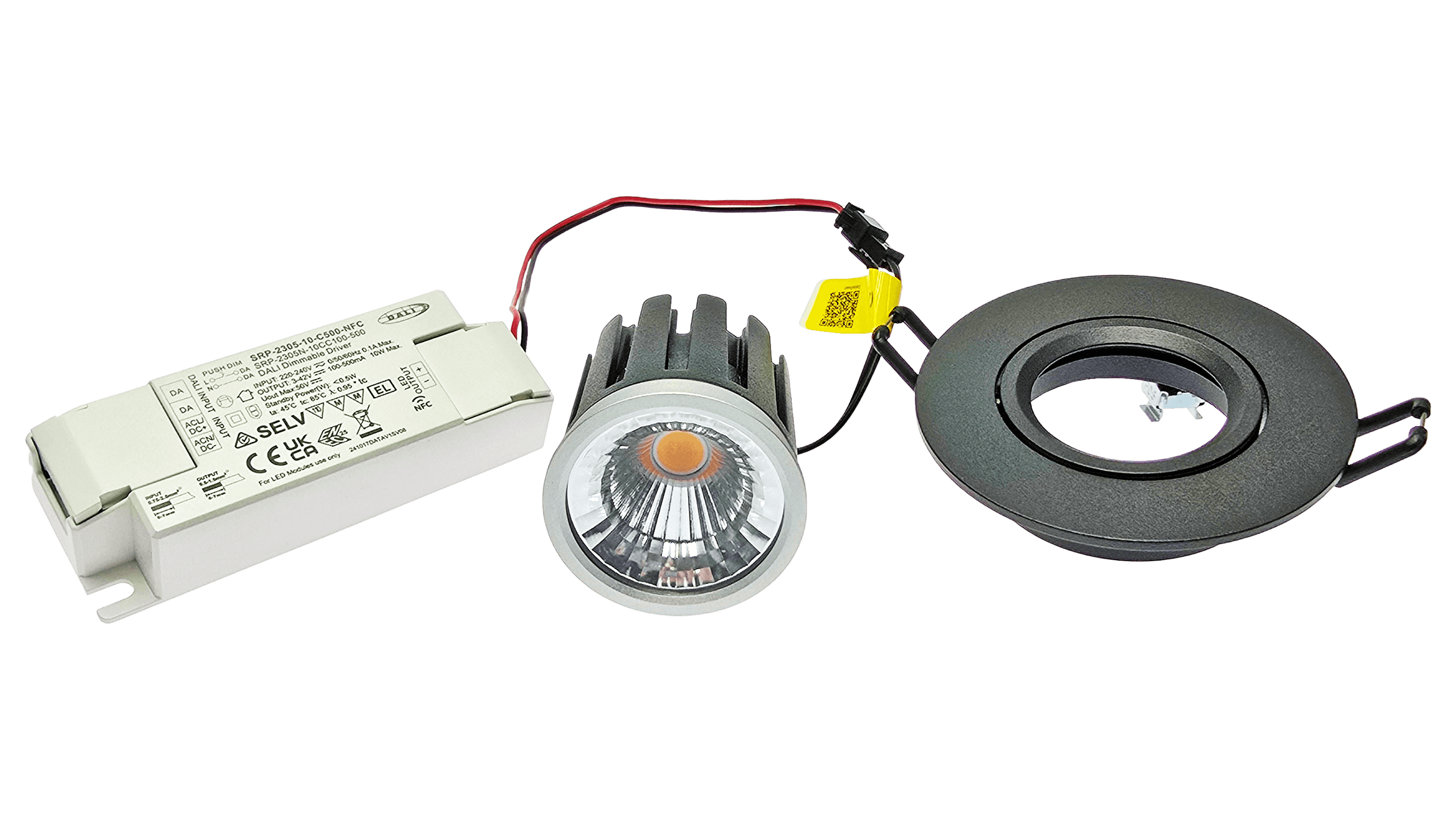 SET PREMIUM LED SPOT, 3000K CRI>90, DALI, Deckeneinbau Fassung schwarz