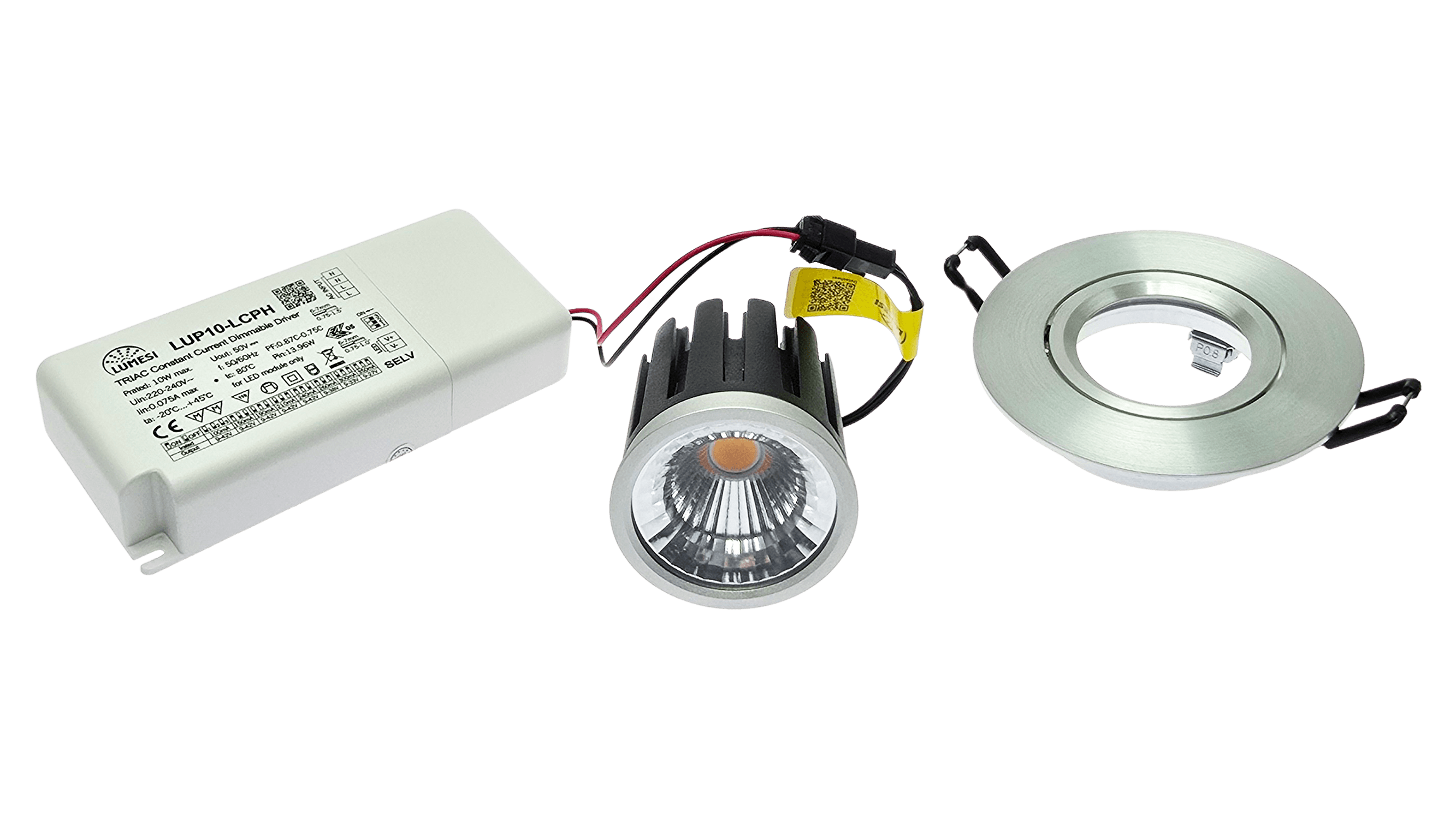 SET PREMIUM LED SPOT, 2700K CRI>90, TRIAC, Deckeneinbau Fassung Chrom