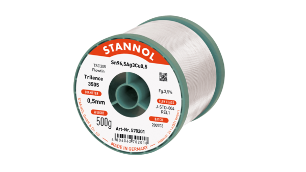 Lötdraht Trilence 3505, Sn96,5Ag3Cu0,5 - FLOWTIN TSC305, RE L1, 0.5mm, 500g