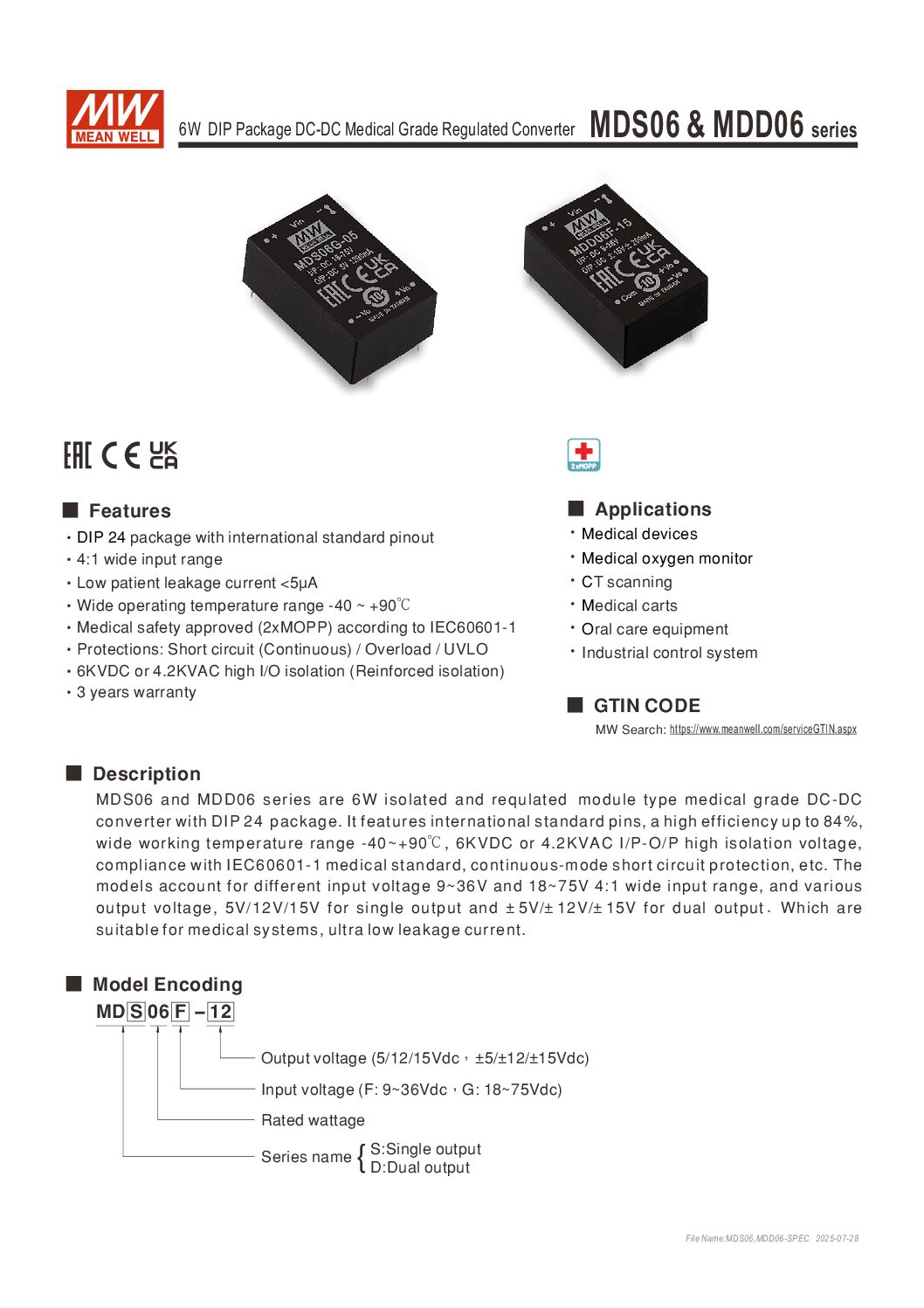 MDS06，MDD06 spec SI pdf