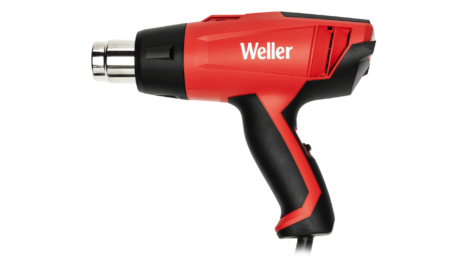 Hot air gun, 2-stage temperature control, 1.6kW, 230V AC, 550°C, 67dB