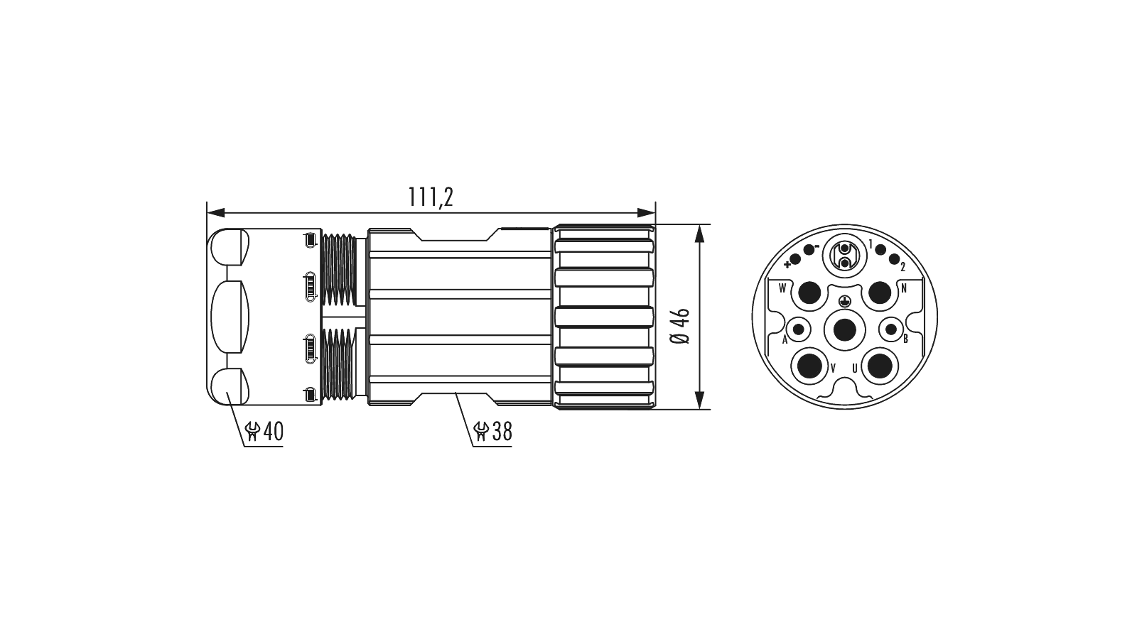 Gehäuse M40 Hybrid Kabelsteckverbinder – Bild 2