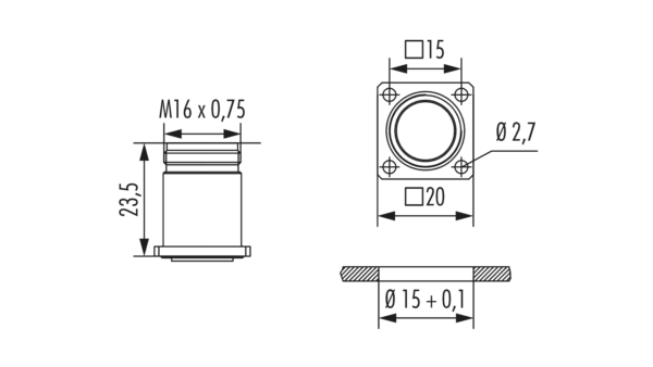 Gehäuse M16 Gerätesteckverbinder INOX Vorderwandmontage – Bild 2