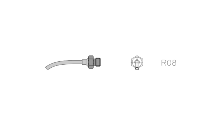 R08 Round nozzle long curved D: 2.0mm, length 50mm