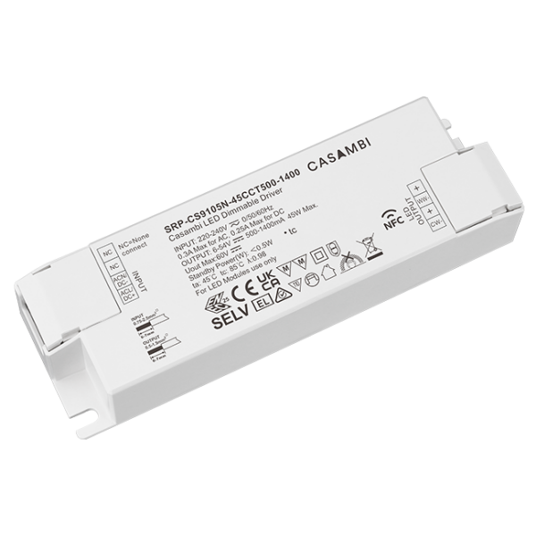 45W Casambi, Tunable white, constant current LED driver, NFC