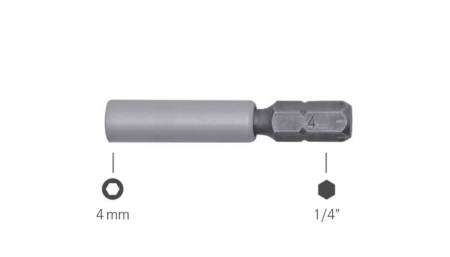 Bit Adapter 1/4 Zoll auf 4 mm Bits, Länge 42,5mm