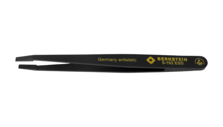 ESD plastic precision tweezers 120mm shape F tip 3mm wide