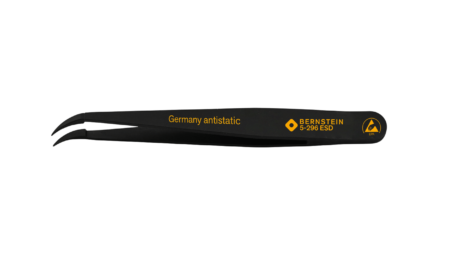 ESD plastic precision tweezers 115mm curved with fine tip
