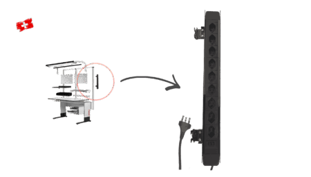 Bâti de prises 9 x T13 (CH) 5 m, avec rail vertical
