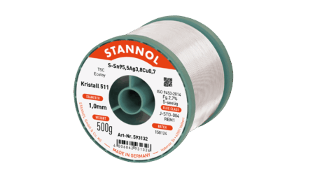Solder wire crystal 511, Sn95.5Ag3.8Cu0.7 - TSC, RE M1, 1mm, 500g