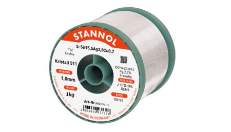 Solder wire crystal 511, Sn95,5Ag3,8Cu0,7 - TSC, RE M1, 1mm, 1000g