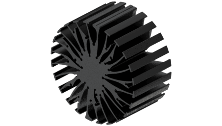 Modular LED star heat sink, ø99mm, H 50mm, Black anodized