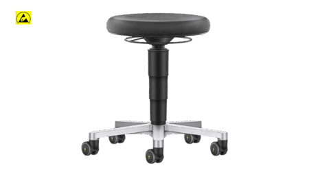 Bimos ESD Stool 2 with casters, seat height 450 - 650 mm, black