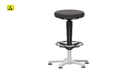 Bimos ESD Stool 3 with glides and foot ring, seat height 560 - 830 mm, black