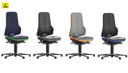 Bimos NEON 1 ESD work chair with glides and upholstery, 450-620 mm