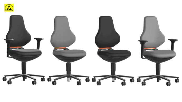 Bimos TEXON 2 ESD work chair with casters, 450 - 620 mm