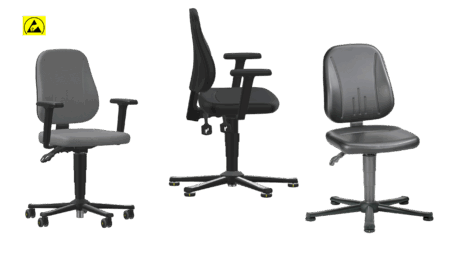 Bimos UNITEC ESD work chair with casters or glides, 440 - 590 mm