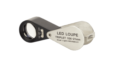 Triple magnifier 15x with LED and UV LED lighting, PB.5018-LUV