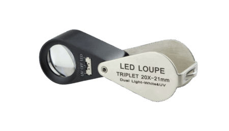 Triple magnifier, 20x magnification, with LED and UV LED lighting, PB.5033-LUV