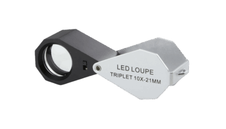 Triple magnifying glass, 10x magnification with LED lighting, PB.5034-LED