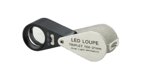 Triple magnifier, 10x magnification, with LED and UV LED lighting, PB.5034-LUV