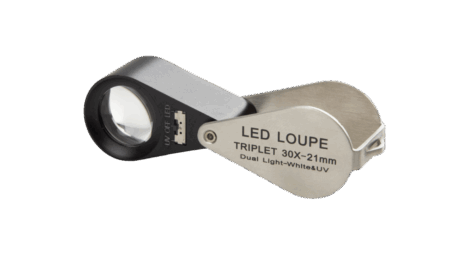 Triple magnifier, 30x magnification, with LED and UV LED lighting, PB.5035-LUV