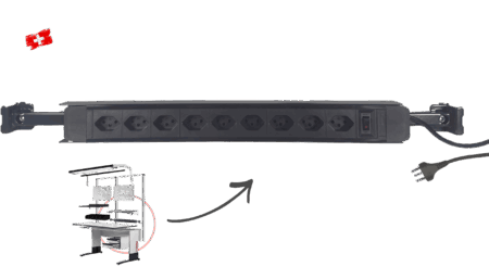 Multiprise 9 x T13 (CH) 5 m, avec rail horizontal 900 mm
