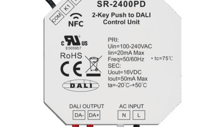 NFC-programmable 2-button control unit for DALI2 DT6/DT8