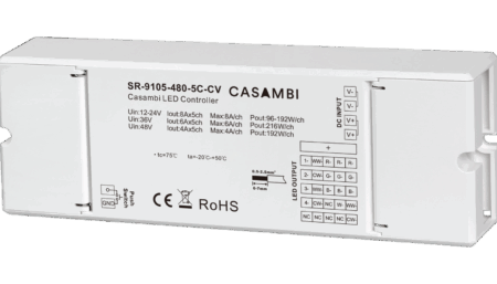 5-Channel CASAMBI LED Dimmer, RGBWW, Constant Voltage 12–48 VDC, Max. 960 W
