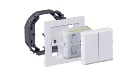 WS-LIV-BLE-2-WS-SNAPFIX Casambi Wall-Mounted Transmitter, White, with Dual Rocker Switch and SNAPFIX Adapter