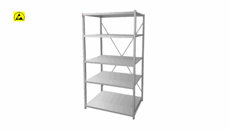 Offenes ESD Lagerregal mit Kreuzverstrebungen, 2000 × 1000 × 500 mm
